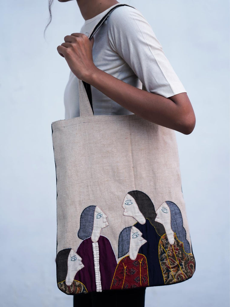 Handcrafted Jute Applique Bags /A61 - Our Better Planet