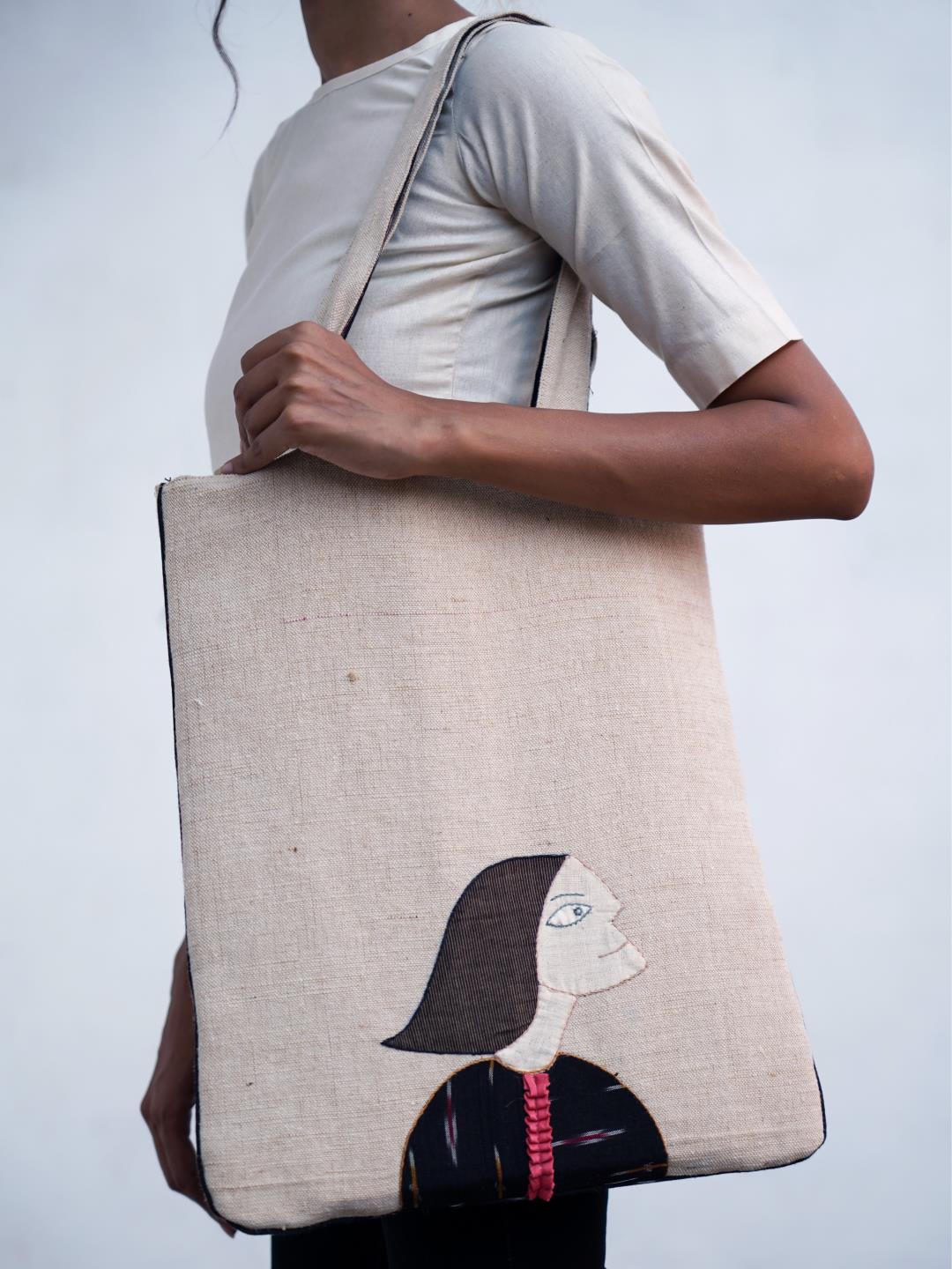 Handcrafted Jute Applique Bags /A64 - Our Better Planet