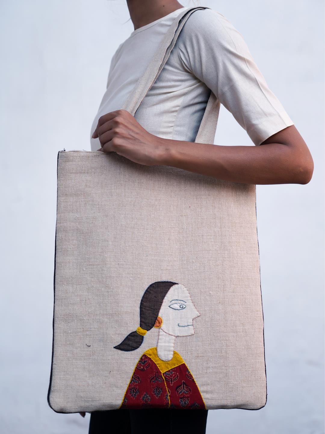 Handcrafted Jute Applique Bags /A65 - Our Better Planet