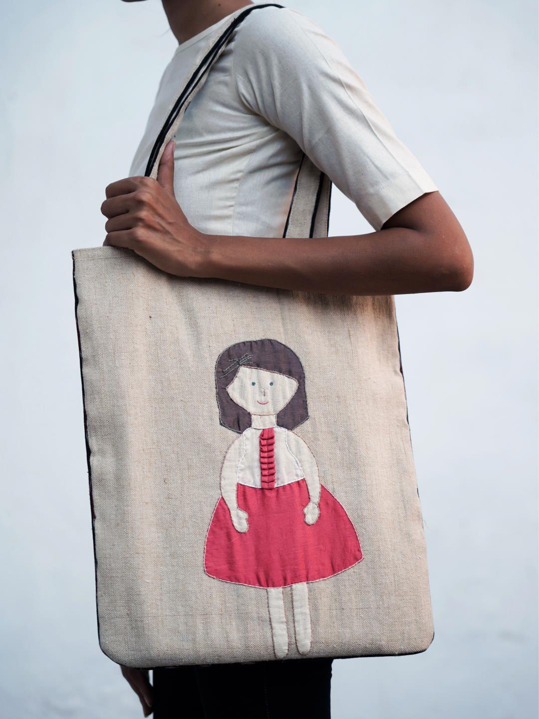 Handcrafted Jute Applique Bags /A67 - Our Better Planet