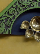 HANDPAINTED BLUE GREEN ANTIQUE BRASS PANCHARATI VINTAGE WOODEN WALLART - Our Better Planet