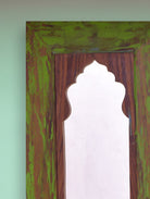 HANDPAINTED PARROT GREEN ANTIQUE MIRROR WITH VINTAGE WOODEN FRAME - Our Better Planet