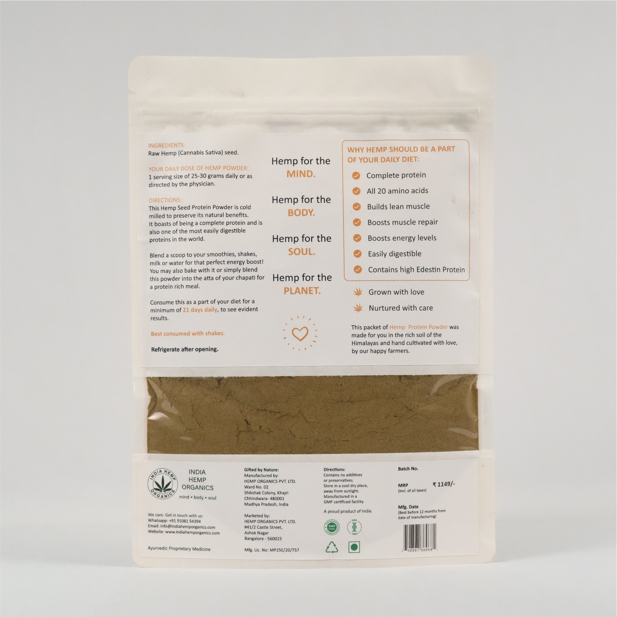 Hemp Protein Powder 100 grams - Our Better Planet